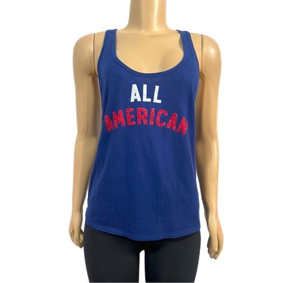 Victoria’s Secret Supersoft tank top ALL AMERICAN print blue - Picture 2 of 3
